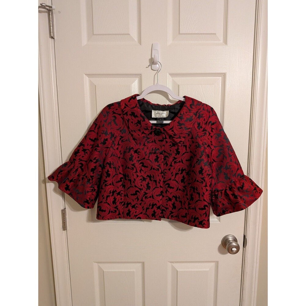 Whimsygoth Willow Glenn Red & Black Mini Peacoat With Ruffle Sleeves Sz 16